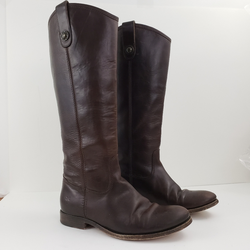 Frye Melissa Button Pull Boot Dark Brown Leather 6 - image 4